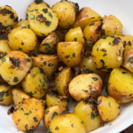 Pan fried potato with oregano